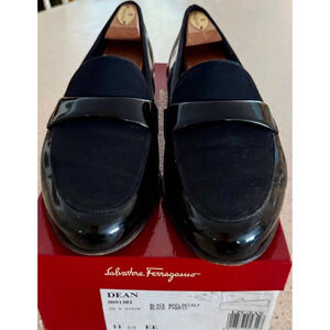Salvatore Ferragamo Dean Black Suede Loafers Mens 11.5 EE Wide Dress Shoes Italy